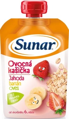 Sunar Kašička ovocná kapsička jahoda, banán a ovesné vločky od 6. měsíce
