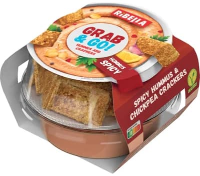 Ribella Grab&Go Spicy Hummus s krekry, vegan