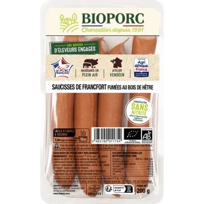 Naturalia Bioporc BIO Frankfurtské párky uzené na bukovém dřevě, 4x50g