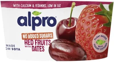 Alpro Sójový dezert višeň, jahoda a datle bez přidaného cukru