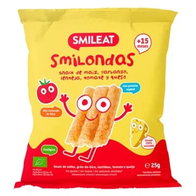 Smileat BIO Kukuřičné křupky cizrna, čočka, rajče a sýr s olivovým olejem a vitaminem B1 15m+