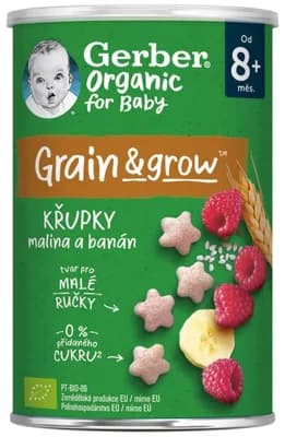 Gerber Organic křupky s malinami a banánem