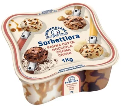 Sammontana Sorbettiera zmrzlina panna cotta, lískový ořech, crema, kakao