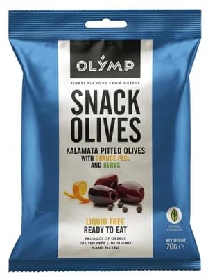 Olymp Kalamata tmavé olivy bez pecky, s pom. kůrou a bylinkami