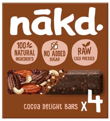 Nakd Cocoa Delight - Ovocno-oříškové Raw tyčinky s kakaem 4x35g
