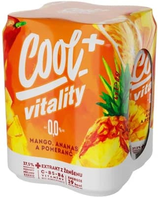 Cool + Vitality 0,0 Mango, Ananas a Pomeranč, plech multipack 4x0,5l