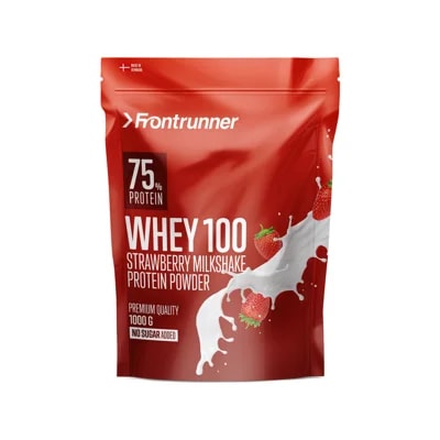 Frontrunner Whey Protein 100 – jahodový milkshake
