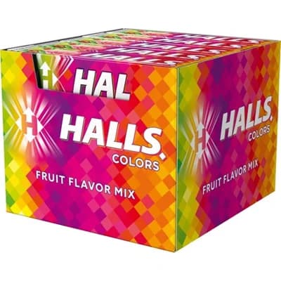 HALLS Colors Fruit Flavour Mix Bonbóny s ovocnou příchutí 20 x 33,