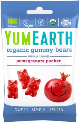 YumEarth BIO Ovocní želé medvídci s příchutí granátového jablka