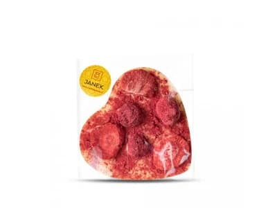 JANEK Bílé srdíčko s lyofilizovanými jahodami a malinami 9x9 cm