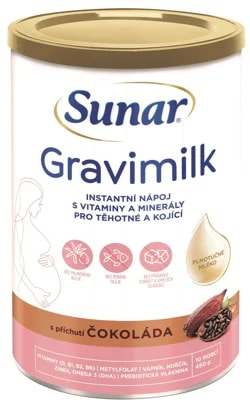 Sunar Gravimilk s příchutí čokolády pro těhotné a kojící ženy