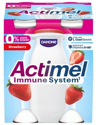 Actimel Probiotický nápoj bez přidaného cukru jahoda 4×100 g