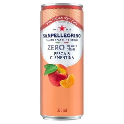 San Pellegrino Zero Peach & Clementine broskev & mandarinka plech