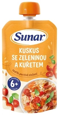 Sunar Příkrm kuskus se zeleninou a kuřetem, 6 m+