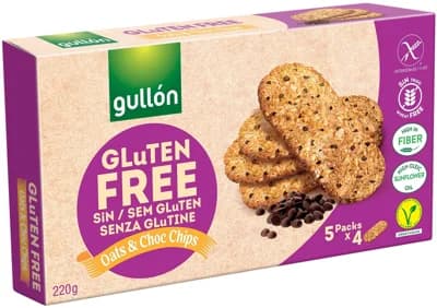 Gullón Oats & Choc Chips sušenky bez lepku s kousky čokolády