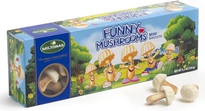 MILTONAS Hříbečky z bílé čokoládové polevy a sušenky