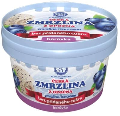 Bohemilk Česká zmrzlina z Opočna bez přidaného cukru Borůvka