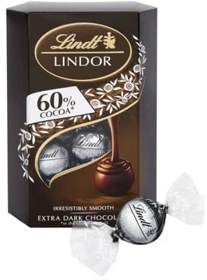 Lindt Lindor Extra hořká čokoláda 60% s jemnou krémovou náplní