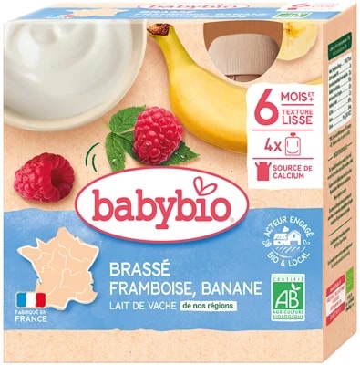 Babybio BIO Mléčná svačinka malina a banán (4×85 g)