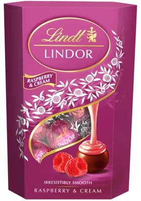 Lindt Bonboniéra LINDOR čokoládové pralinky s malinovou a smetanovou náplní