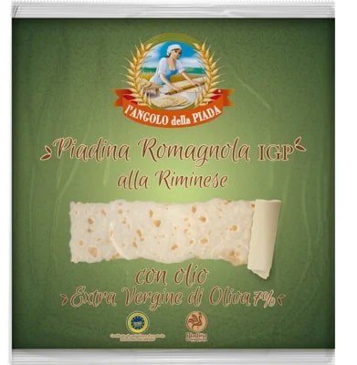 Angolo della Piada Piadina Romagnola IGP alla Riminese placky s olivovým olejem