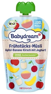 Babydream BIO Kapsička jablko, banán, třešeň a jogurt s müsli