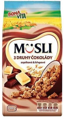 Bonavita Müsli 3 druhy čokolády zapékané a křupavé