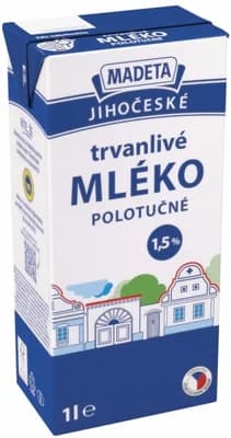 Madeta Jihočeské mléko polotučné trvanlivé (1,5%)