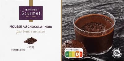 Monoprix Gourmet Mousse z hořké čokolády s kakaovým máslem, 2x 90 g