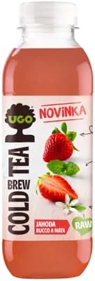 UGO RAW Cold Brew Tea Jahoda, bucco a máta