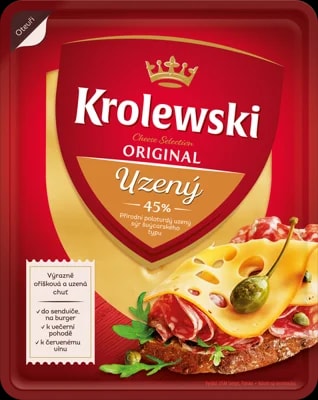 Krolewski Sýr 45% uzený, plátky
