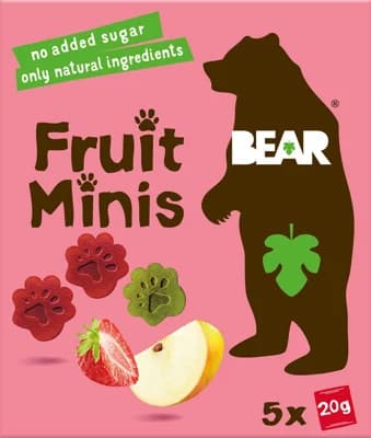 Bear Fruit Minis ovocné kousky jahoda a jablko (5×20 g)