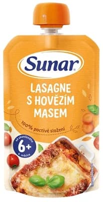 Sunar Příkrm lasagne s hovězím masem, 6 m+