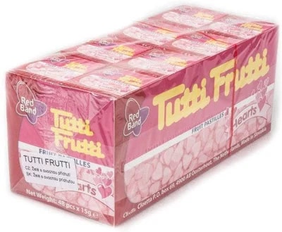 Red Band Tutti Frutti srdce bonbóny 48x15g