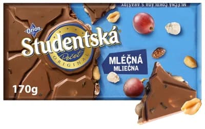 ORION Studentská pečeť, mléčná čokoláda s arašídy, rozinkami a želé