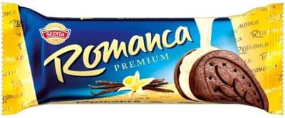 Sedita Romanca Premium Kakaové sušenky s čokoládou a s krémovou náplní s vanilkovou příchutí