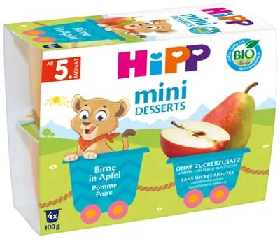 HiPP BIO Ovocný příkrm jablka a hrušky (4×100 g)