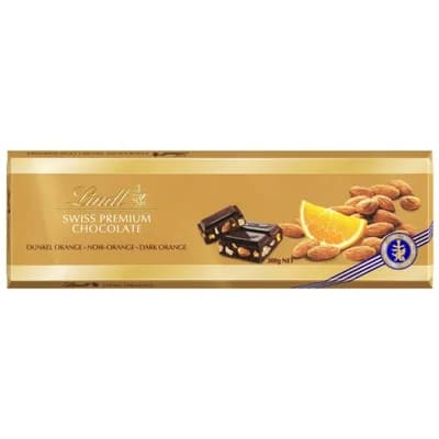 Lindt Swiss Premium Hořká čokoláda mandle-pomeranč