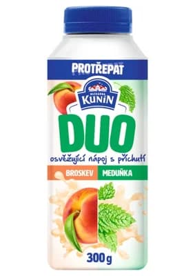 Mlékárna Kunín Duo zakysaný nápoj s příchutí broskev meduňka