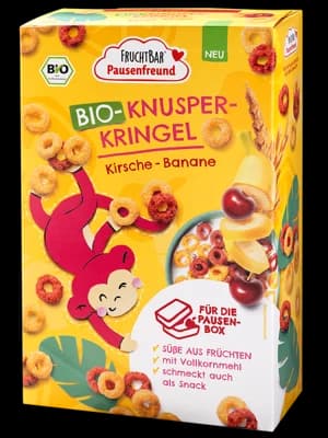 Fruchtbar BIO Cereálie kolečka s třešněmi a banánem