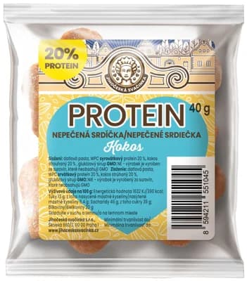 Jihočeská svačinka Nepečená srdíčka kokos s WPC proteinem 20%