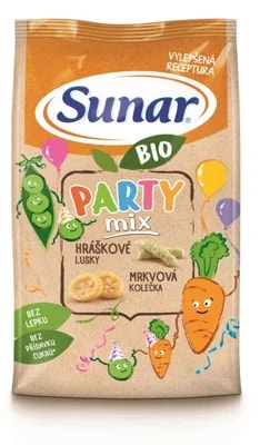 Sunar BIO Dětské křupky mrkvové a hráškové Party mix