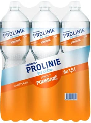 Poděbradka Prolinie Jemně perlivá pomeranč bez cukru 6×1,5 l
