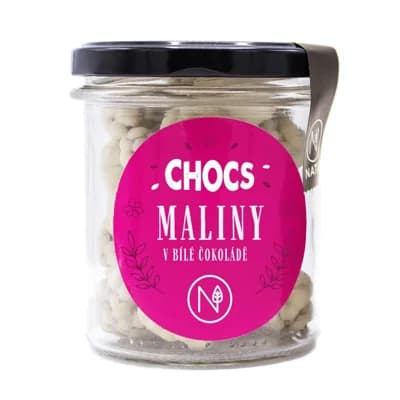 NATU CHOCS Maliny v 30% bílé čokoládě 100g