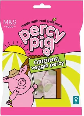 Marks & Spencer Měkké žvýkací bonbóny Veggie Percy s ovocnou šťávou bez želatiny