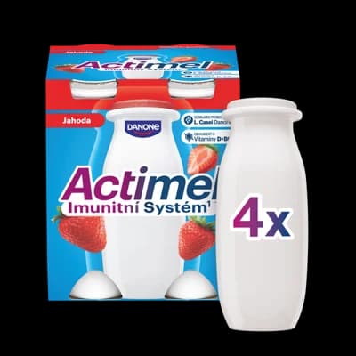 Actimel Probiotický jogurtový nápoj s vitamíny jahoda 4x100g