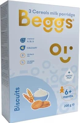 Beggs Mléčná třízrnná kaše se sušenkami