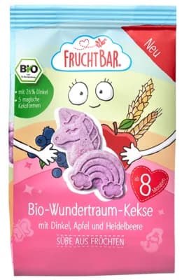 FruchtBar BIO Špaldové máslové sušenky s ovocem Jednorožec