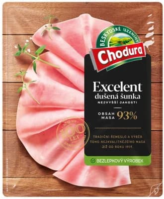 Chodura Dušená šunka Excellent nejvyšší jakosti plátky (93% masa)