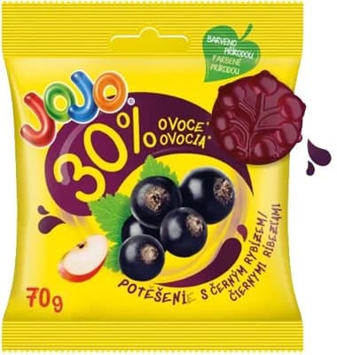 Jojo Potěšení Černý rybíz želé bonbóny s ovocným pyré